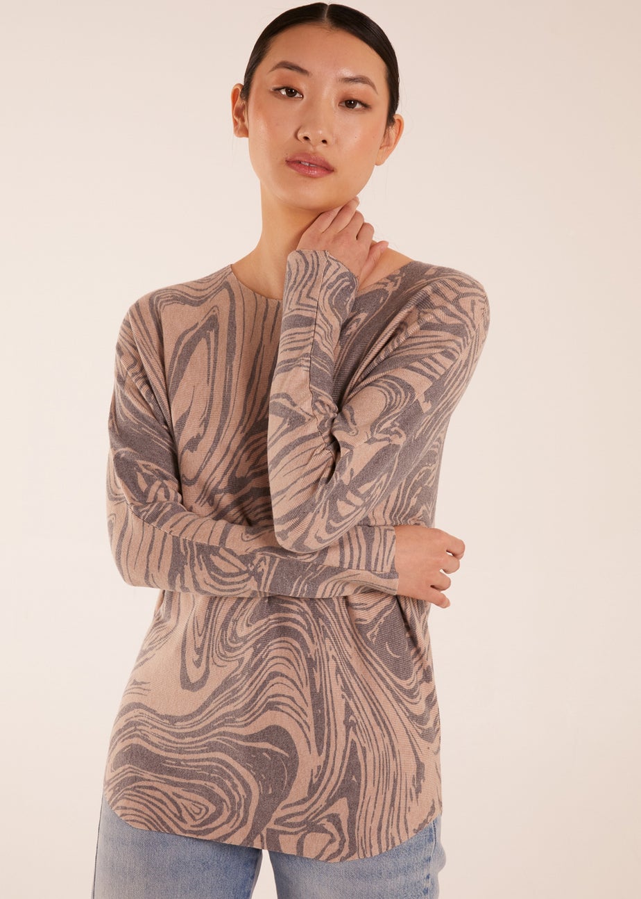 Blue Vanilla Mocha Geometric Swirl Print Jumper