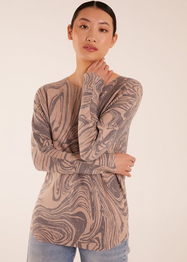 Blue Vanilla Mocha Geometric Swirl Print Jumper