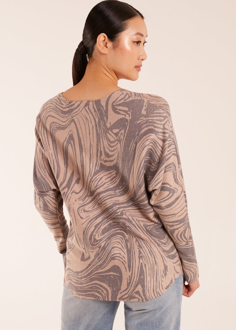 Blue Vanilla Mocha Geometric Swirl Print Jumper