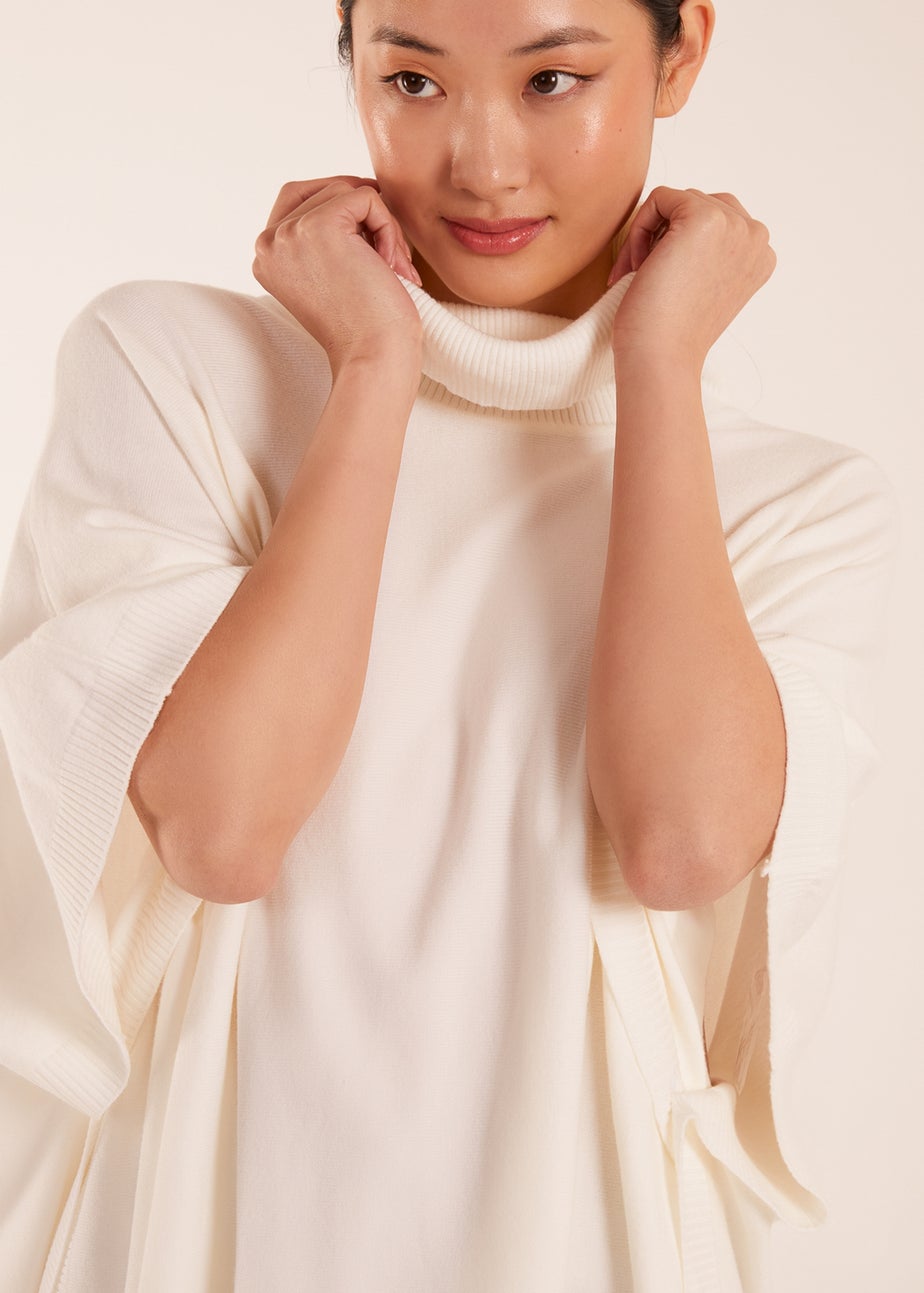 Blue Vanilla Ivory High Neck Poncho