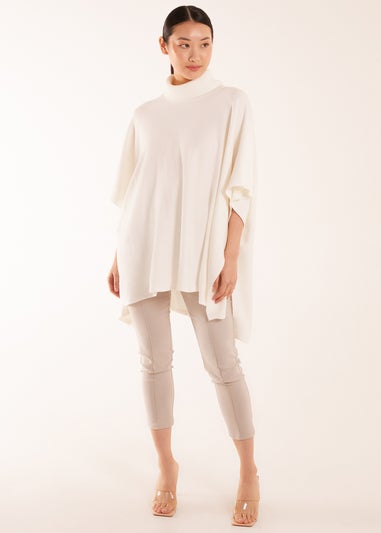 Blue Vanilla Ivory High Neck Poncho