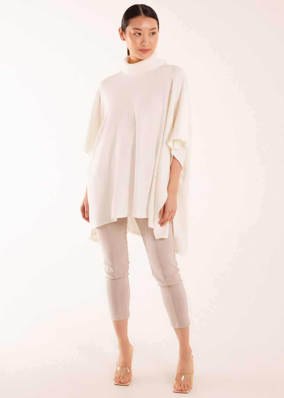 Blue Vanilla Ivory High Neck Poncho