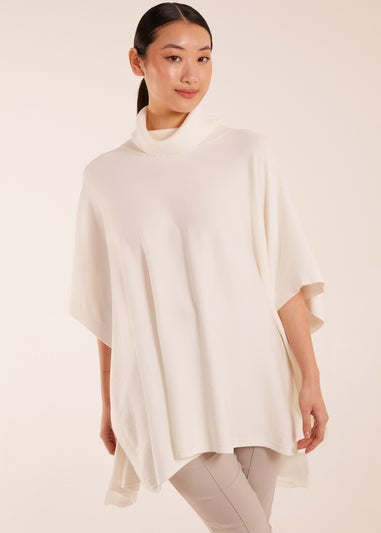 Blue Vanilla Ivory High Neck Poncho