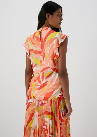 Et Vous Pink Chiffon Floral Blouse Top