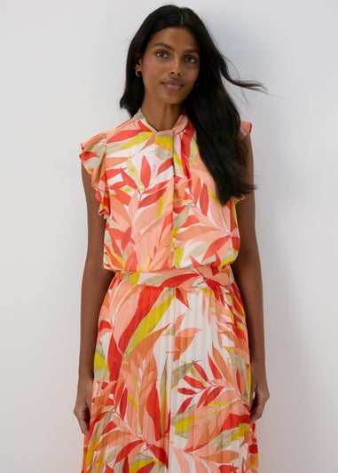 Et Vous Pink Chiffon Floral Blouse Top