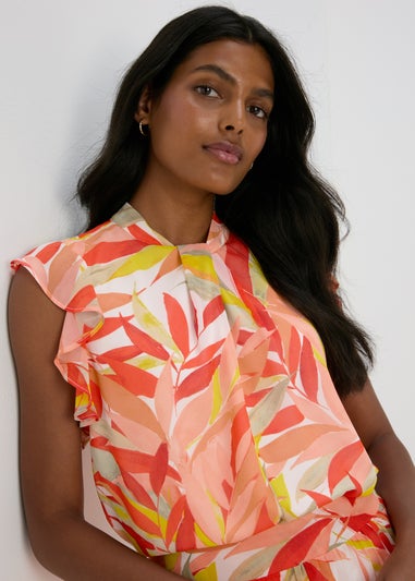 Et Vous Pink Chiffon Floral Blouse Top