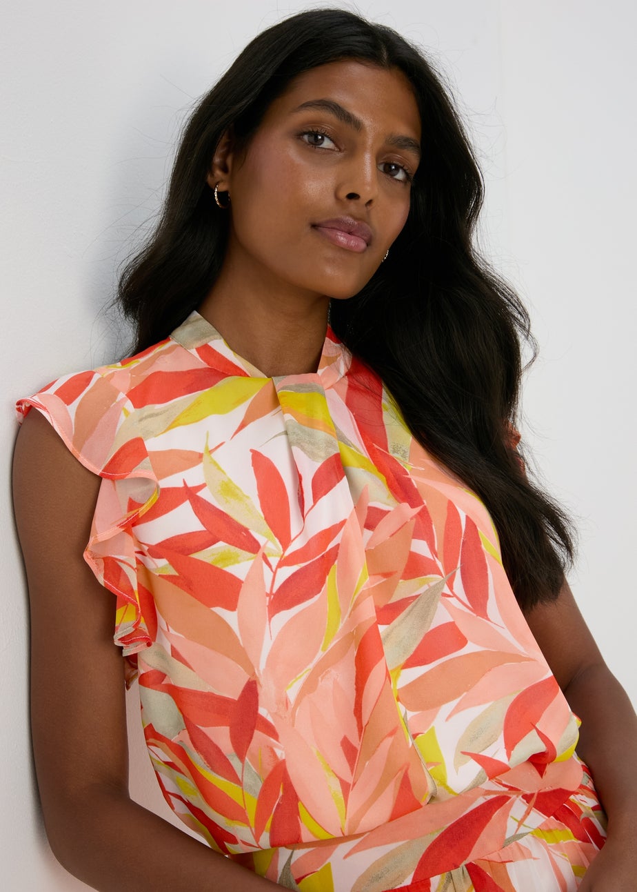 Et Vous Pink Chiffon Floral Blouse Top