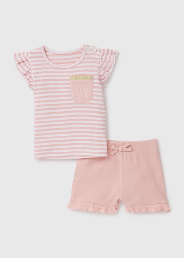 Baby Pink Stripe Top and Short Sets (Newborn-23mths)