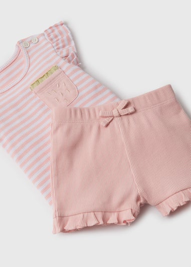 Baby Pink Stripe Top and Short Sets (Newborn-23mths)