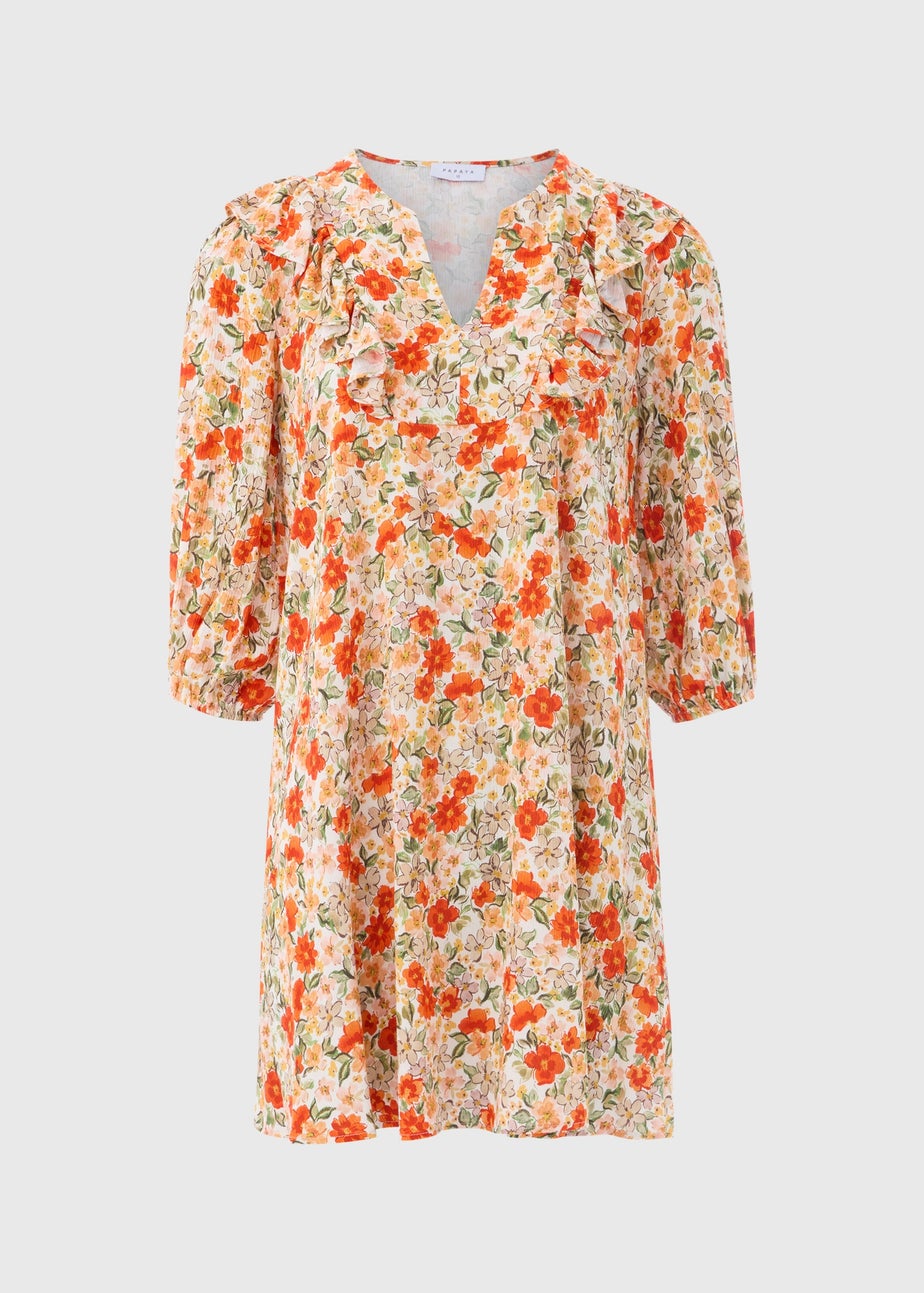 Papaya Petite Multicolour Floral Woven Frill Mini Dress