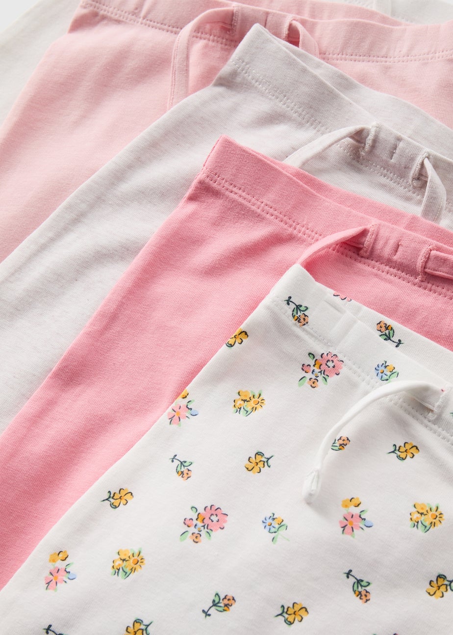 Baby 5 Pack Pink Floral Leggings (Newborn-23mths)