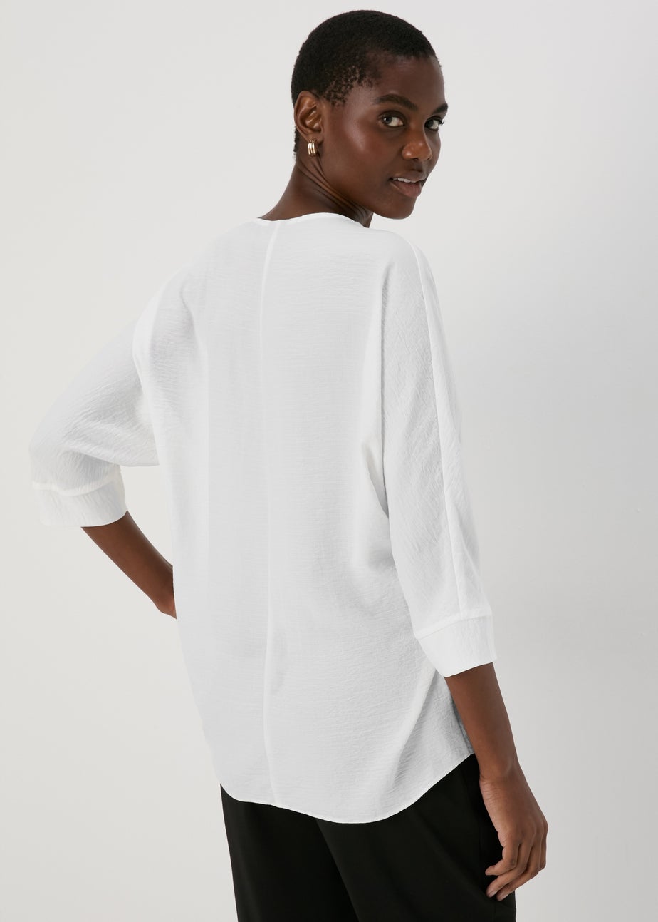 White Button Detail Blouse