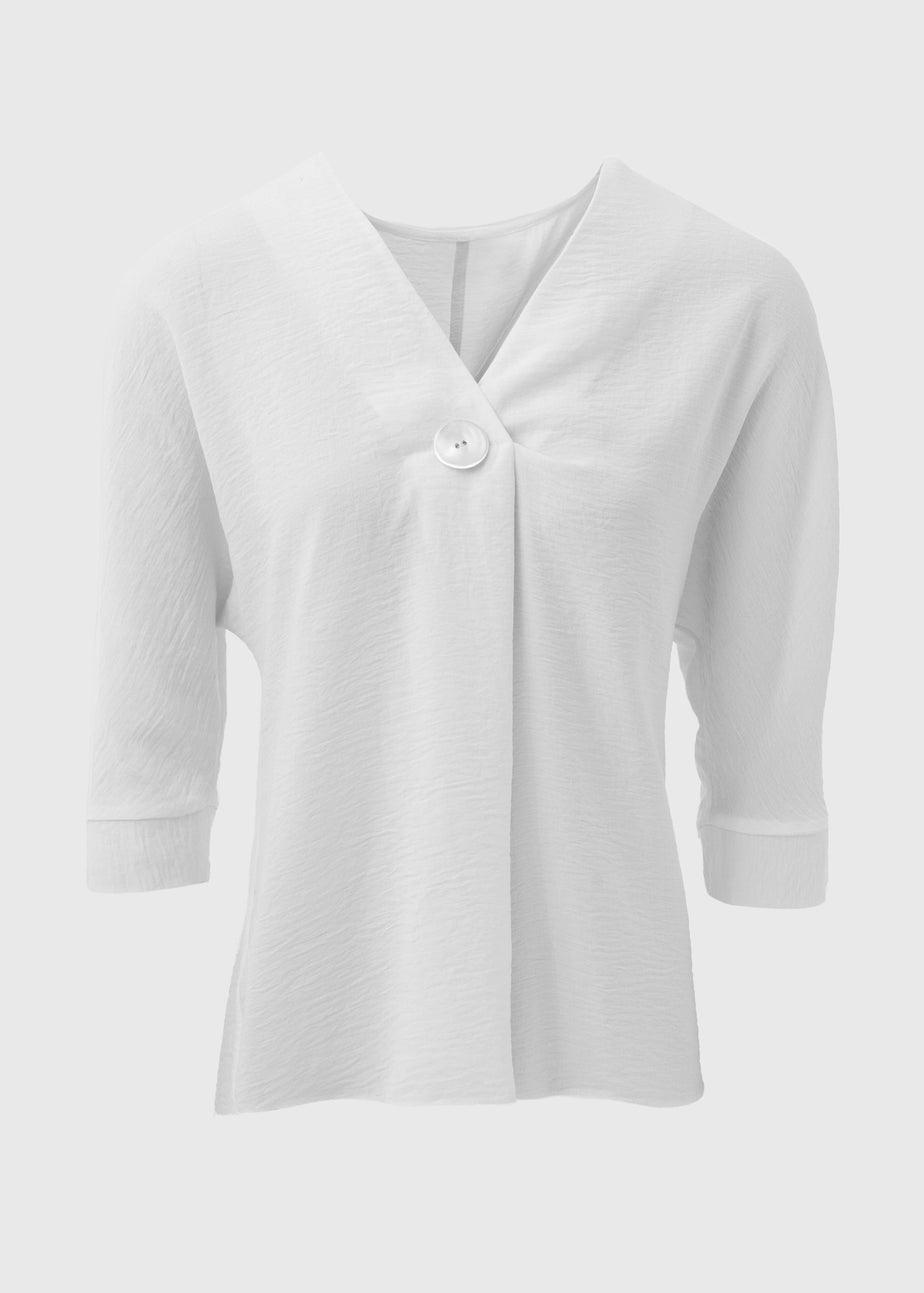 White Button Detail Blouse