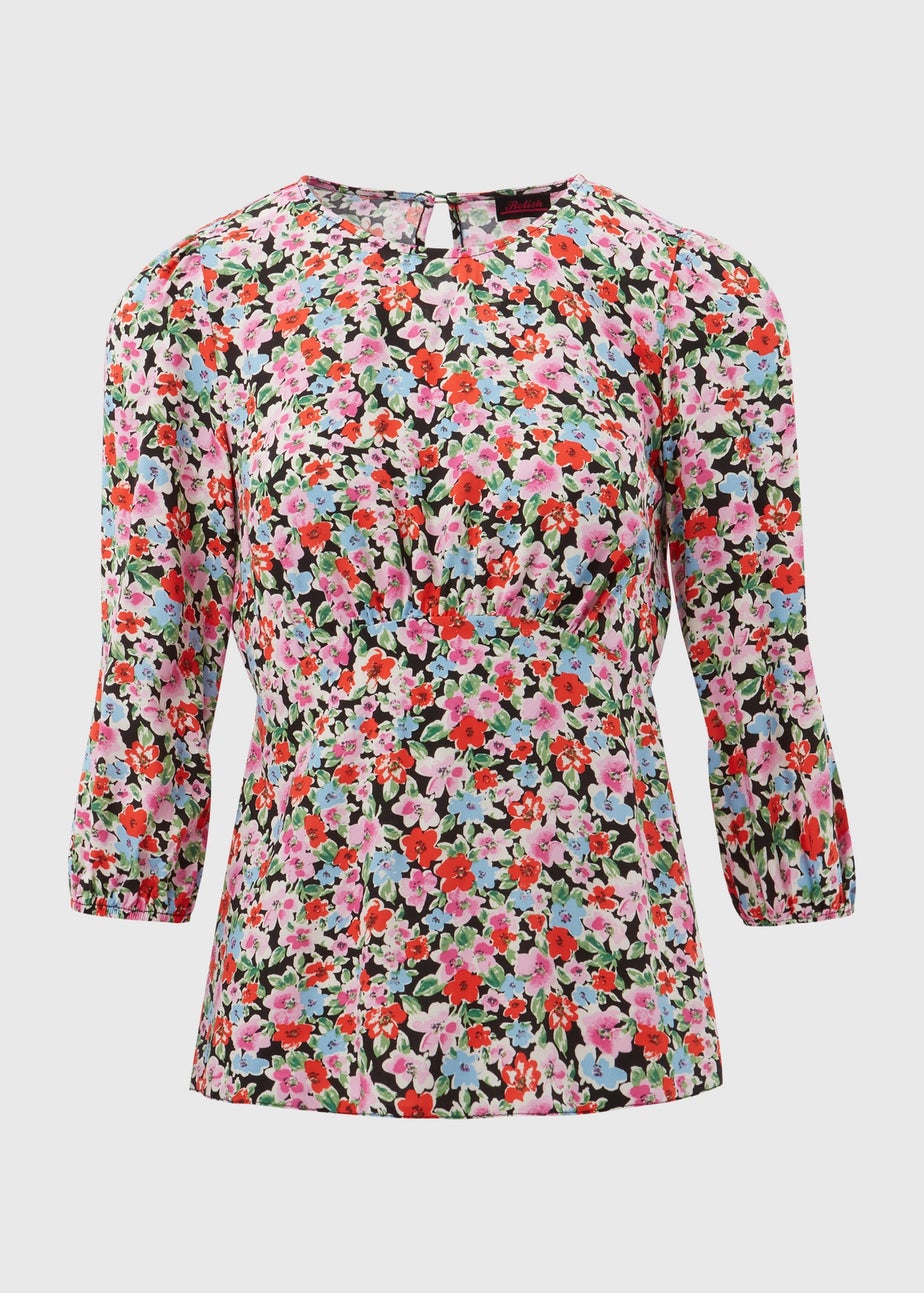 Multicolour Floral Print Empire Seam Top