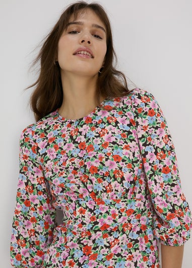 Multicolour Floral Print Empire Seam Top