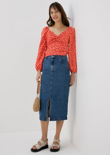 Red Floral Sweetheart Top