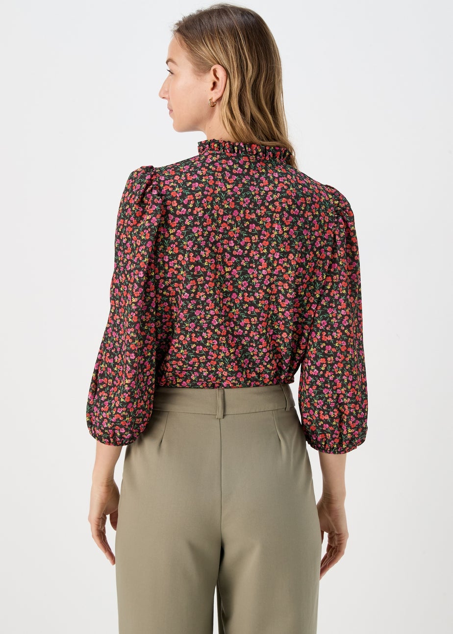 Pink Floral high Neck Top