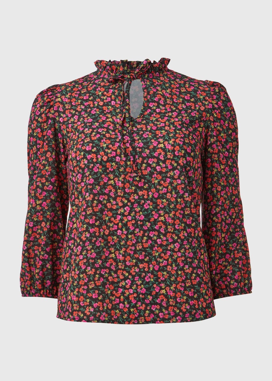 Pink Floral high Neck Top