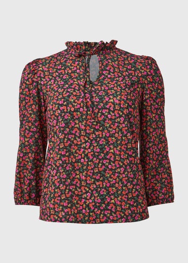 Pink Floral high Neck Top