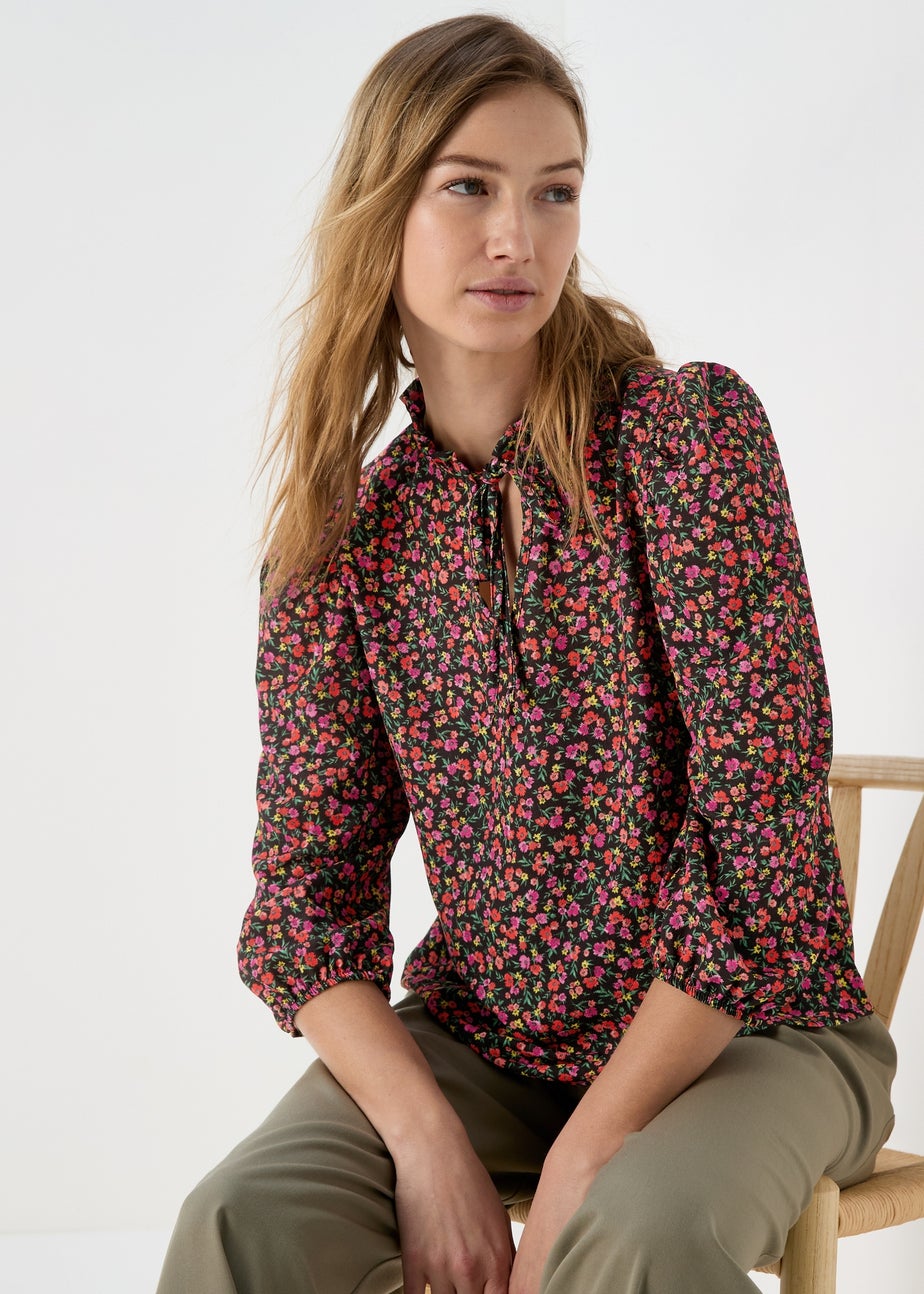 Pink Floral high Neck Top