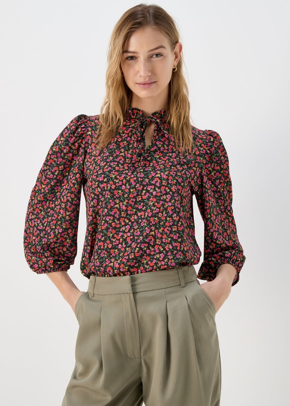 Pink Floral high Neck Top