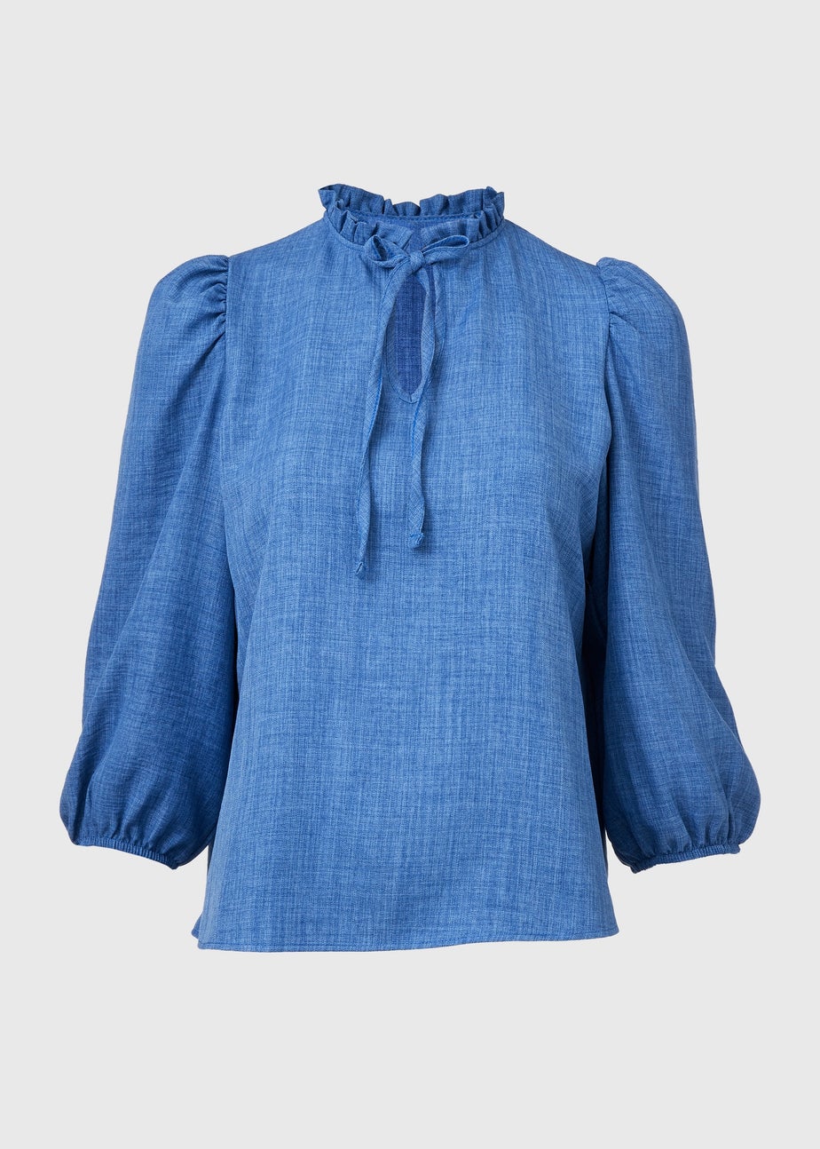 Blue Piecrust Collar Top
