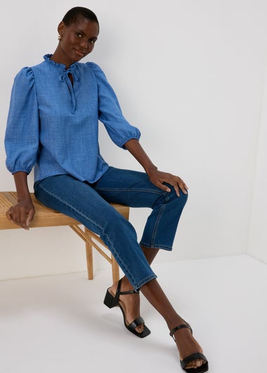 Blue Piecrust Collar Top