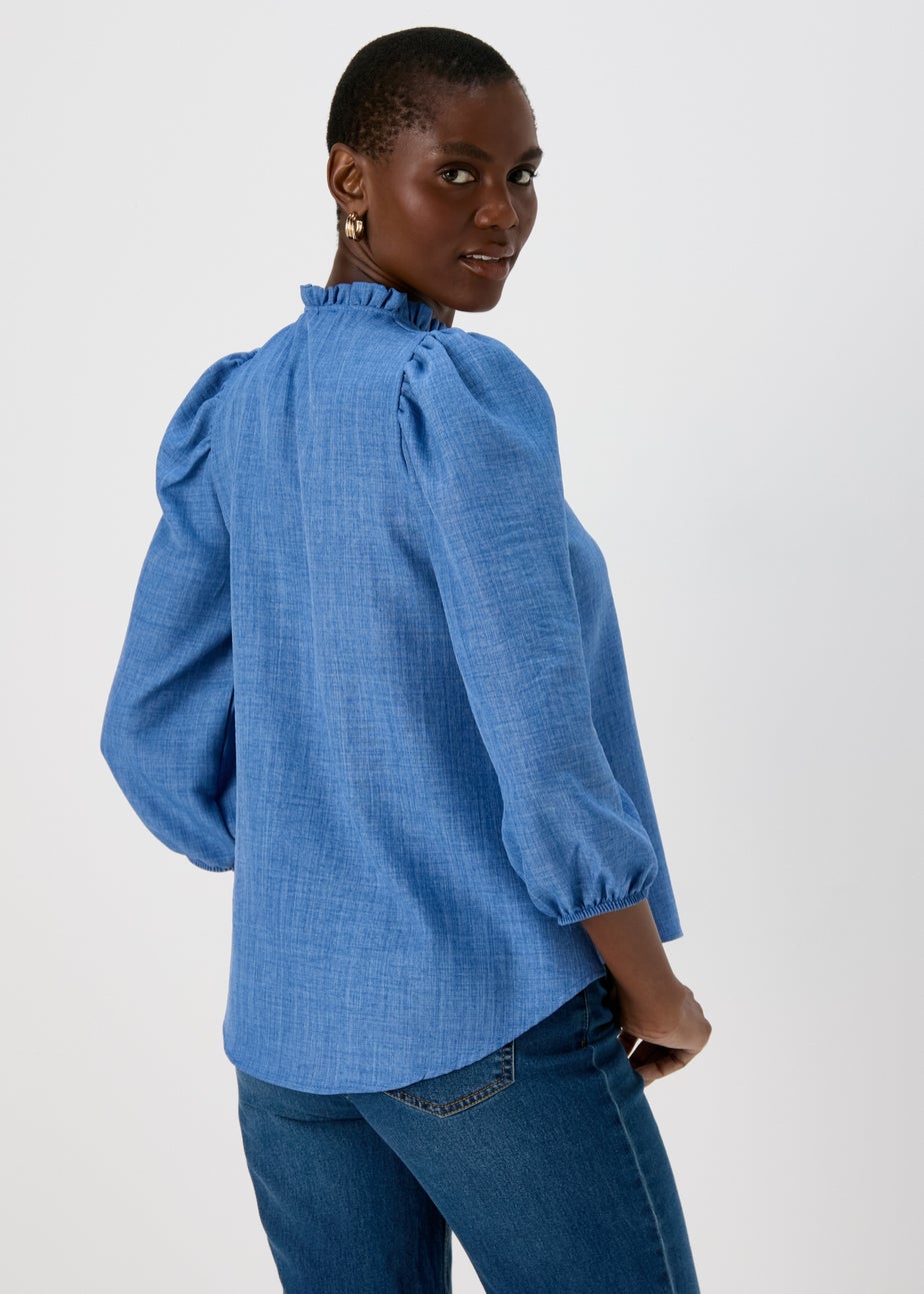 Blue Piecrust Collar Top