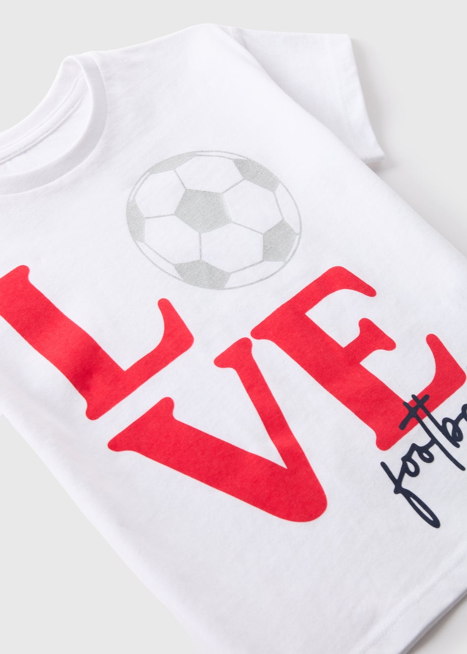 Girls White Love Football Print T-Shirt (1-7yrs)