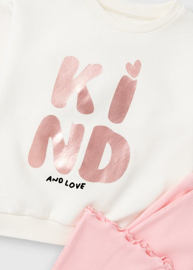 Girls Cream Foil Sweatshirt & Flare Trousers Set (1-7yrs)