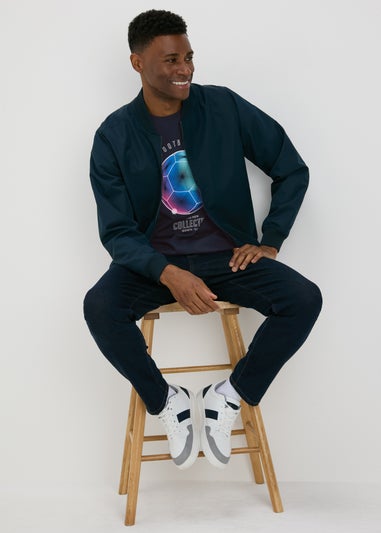 Navy Graphic Football T-Shirt