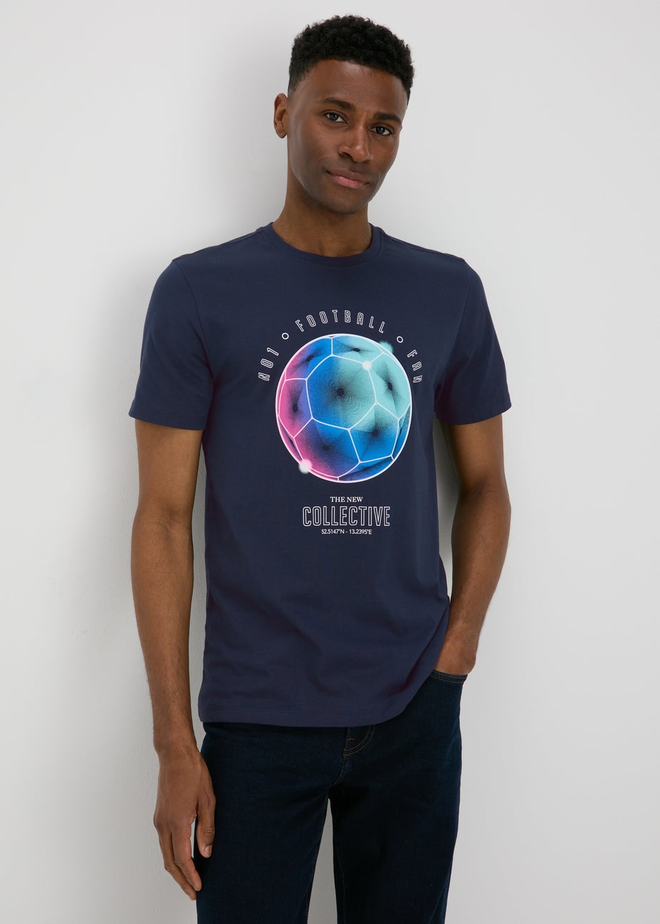 Navy Graphic Football T-Shirt