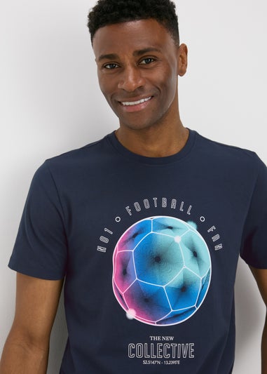 Navy Graphic Football T-Shirt