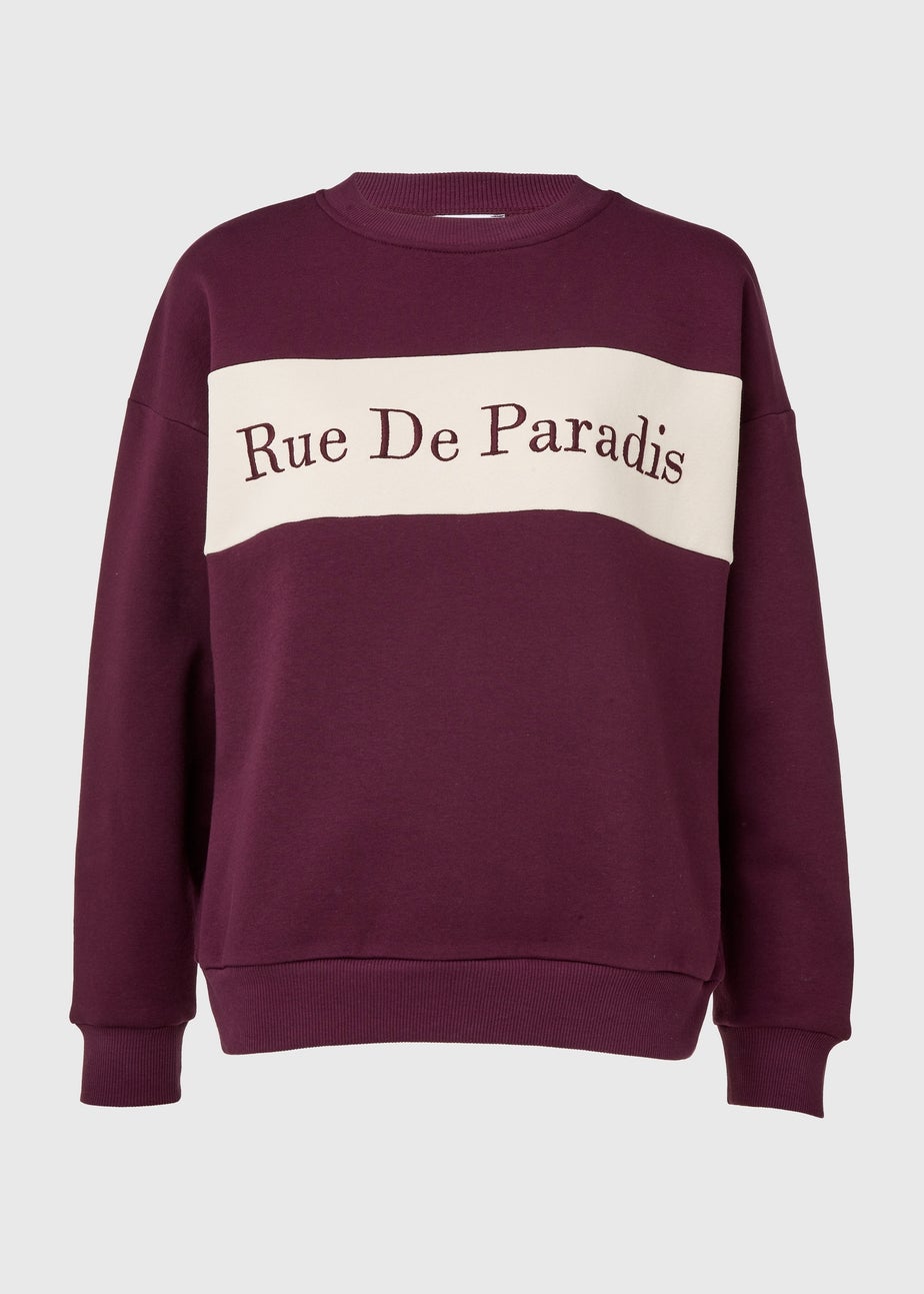 Burgundy Embroidered Slogan Sweatshirt