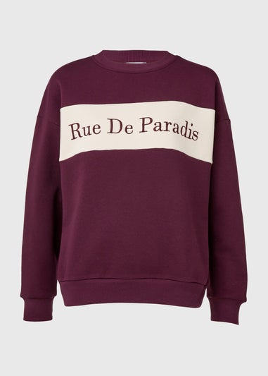 Burgundy Embroidered Slogan Sweatshirt
