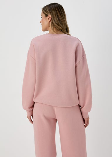 Pink Graphic Embroidered Sweatshirt