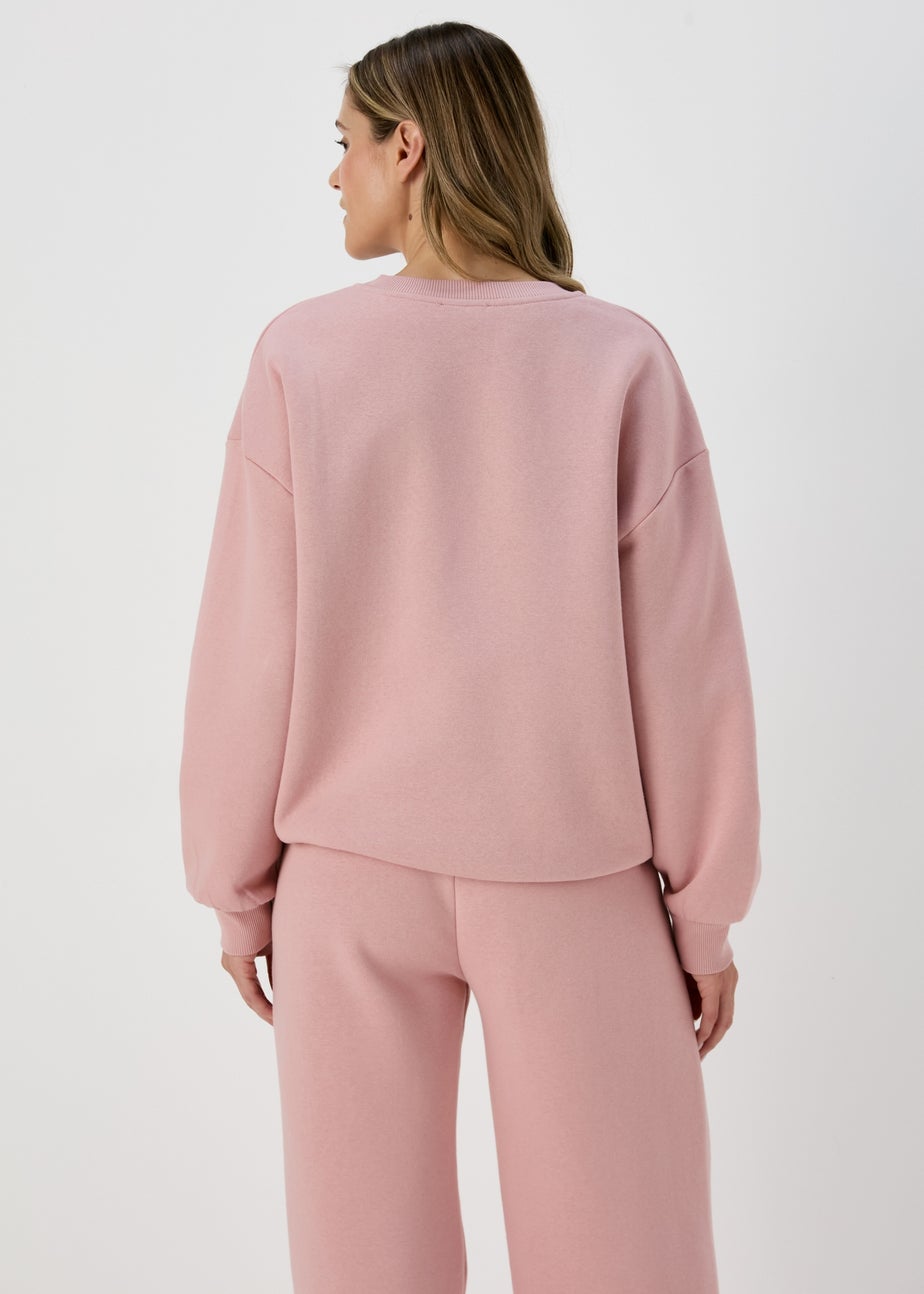 Pink Graphic Embroidered Sweatshirt