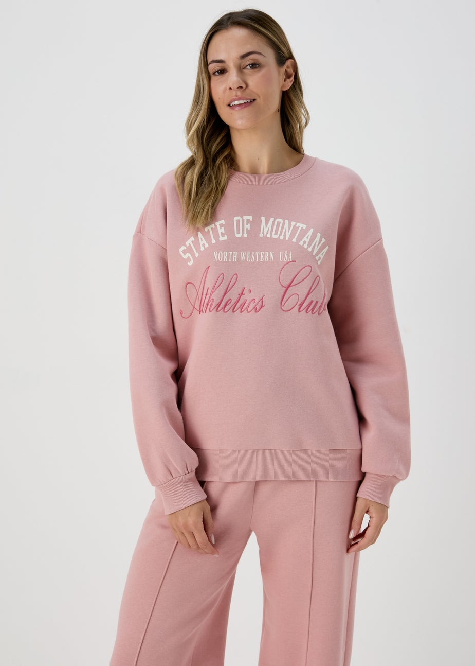 Pink Graphic Embroidered Sweatshirt