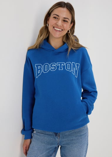Papaya Blue Boston Slogan Hoodie