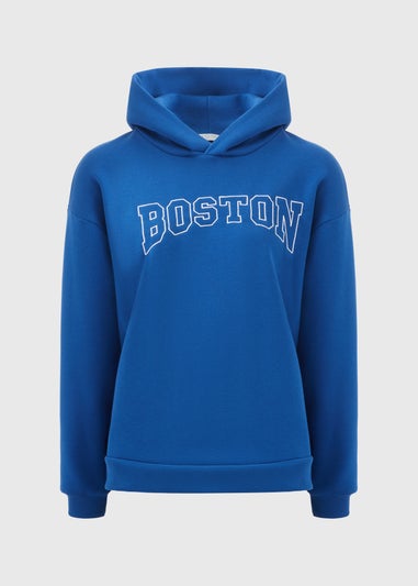 Papaya Blue Boston Slogan Hoodie