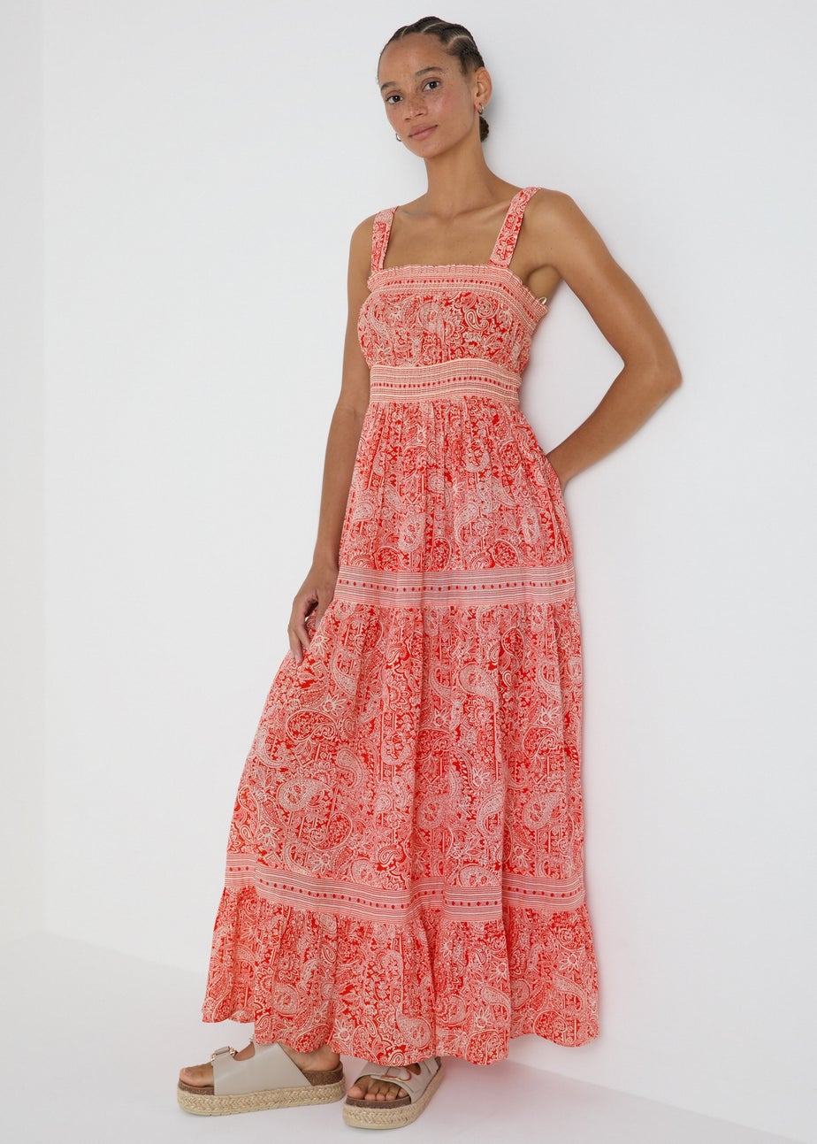 Red Paisley Maxi Cami Dress