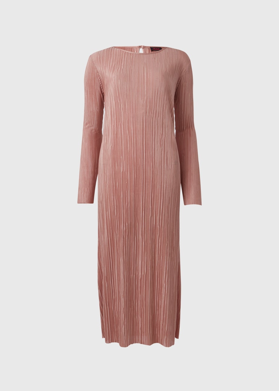 Brown Plisse Column Dress