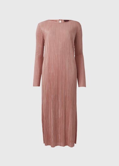 Brown Plisse Column Dress