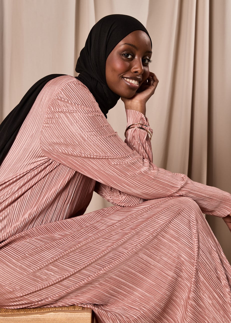 Brown Plisse Column Dress