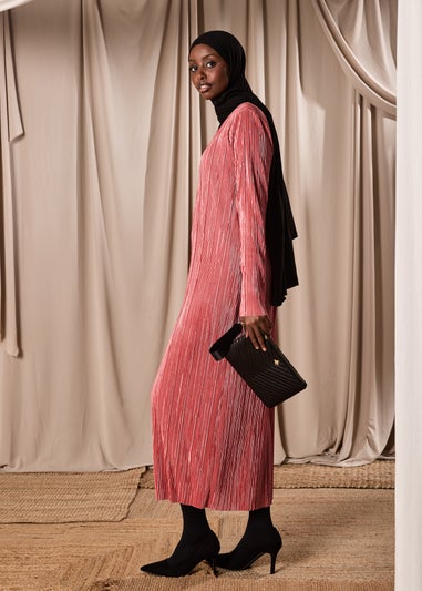 Pink Plisse Column Dress
