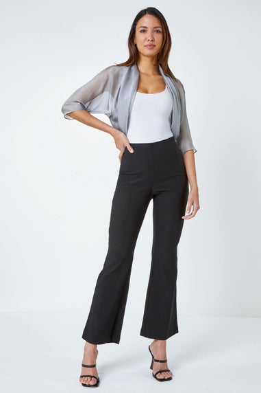 Roman Grey 3/4 Sleeve Ruched Hem Chiffon Bolero