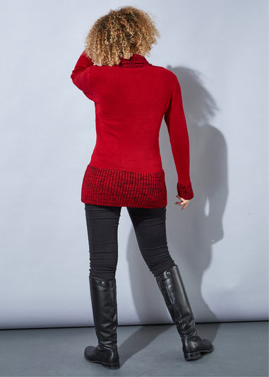 Roman Red V-Neck Overlap Button Detail Jumper