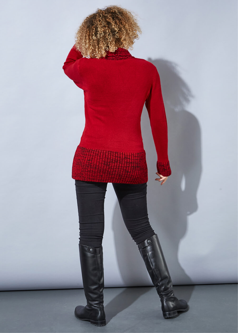 Roman Red V-Neck Overlap Button Detail Jumper
