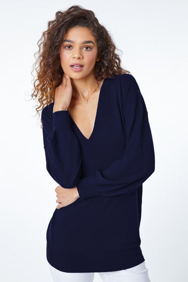Roman Navy V-Neck Stretch Jumper