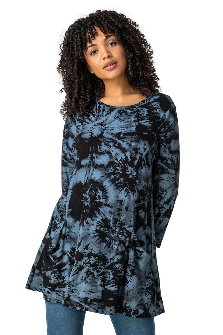 Roman Blue Tie Dye Pocket Swing Top